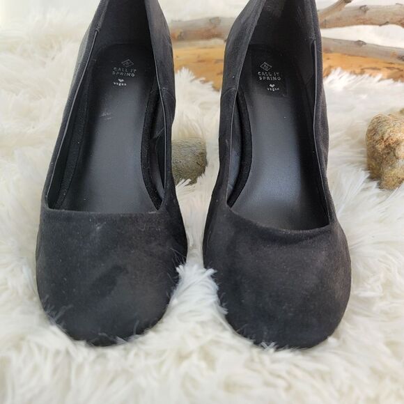 Call it spring black vegan leather block heel pumps - Picture 5 of 8